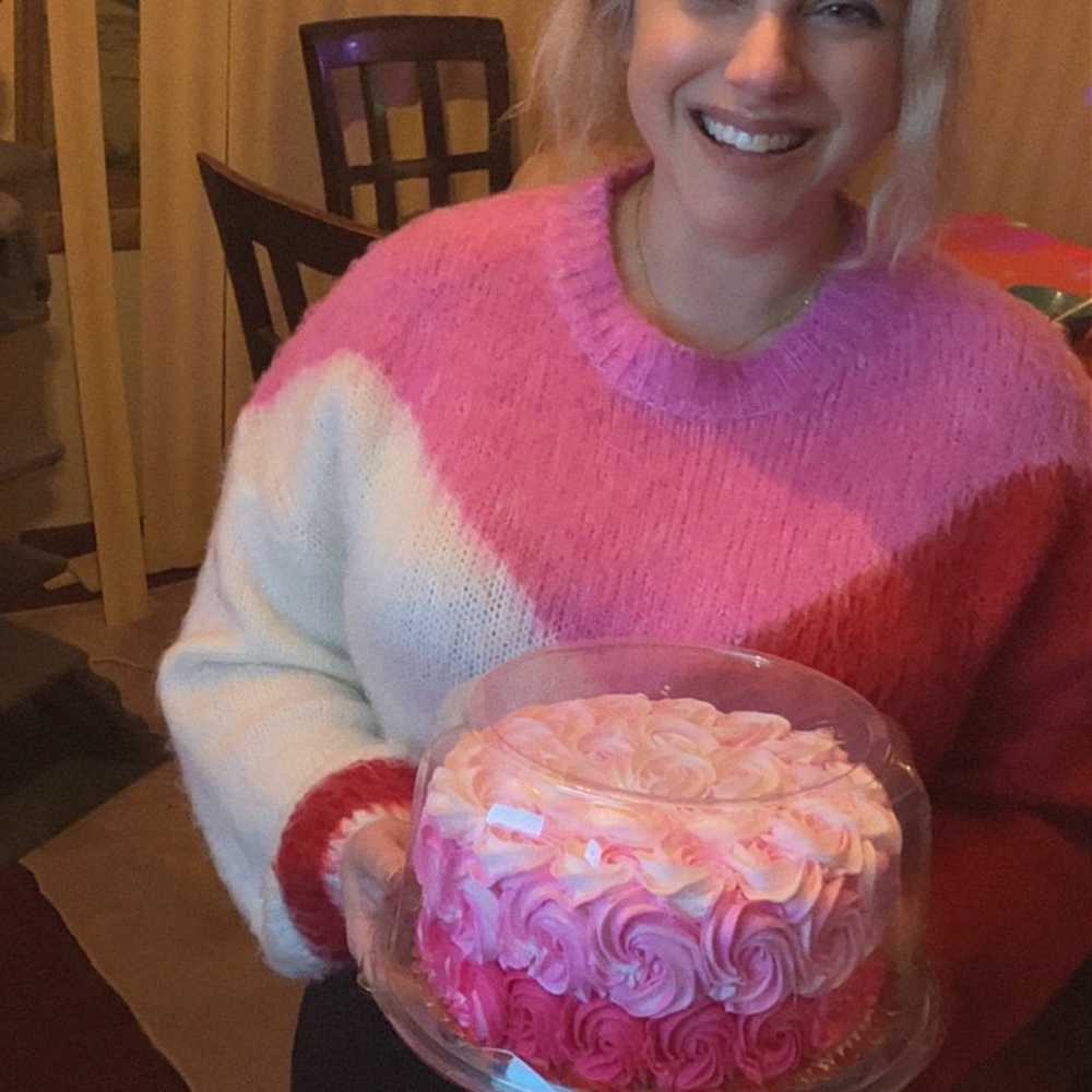 Lush Pink and Red Colorblock Sweater - Picture 4 of 5